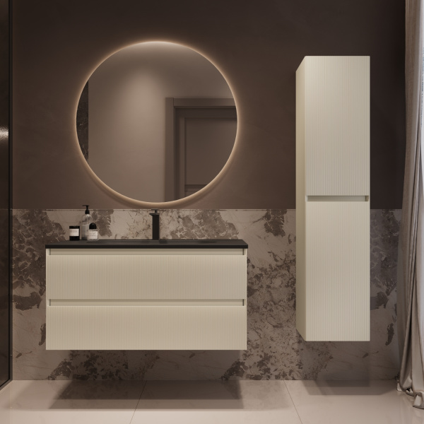 Тумба под раковину Vincea Welle 100 VMC-2WL100MBG M.Beige Soft-touch фото