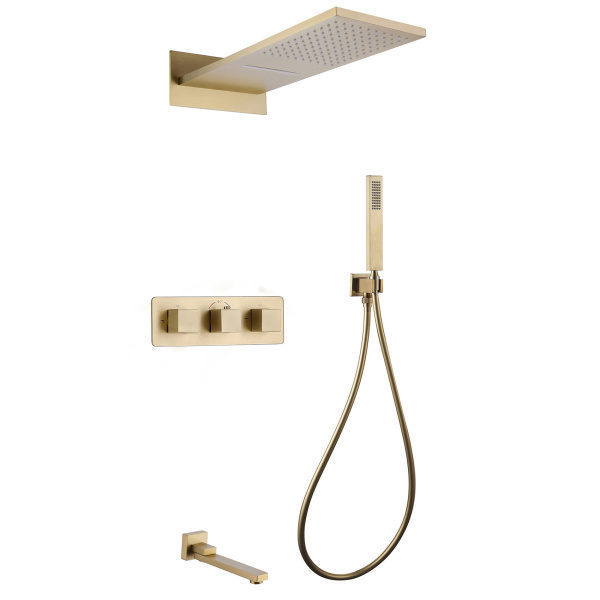 Душевая система скрытого монтажа с термостатом Abber Daheim AF8253G золото матовое фото