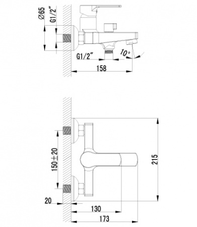 Смеситель для ванны с душем Lemark plus Grace LM1512C фото