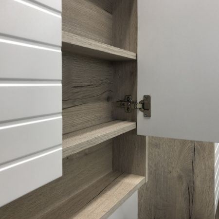 Зеркало-шкаф Comforty Клеон-60 белый/дуб дымчатый фото