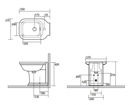 Биде напольное Kerasan Waldorf 4121K1bi/cr*1 фото