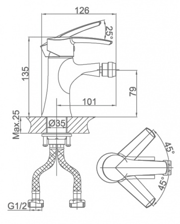 Смеситель для биде D&K Valerius Rhein DA1362201 фото