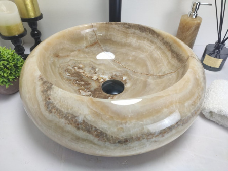 Раковина из оникса Indo Donut Yellow Medium DO-00273 фото