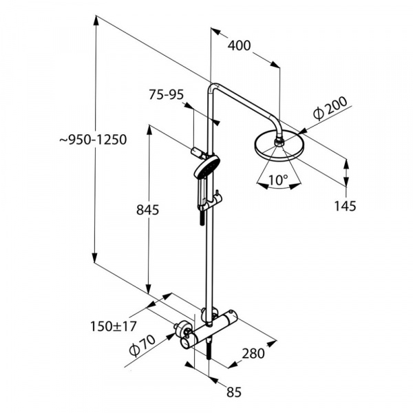 Душевая система (стойка) с термостатом Kludi A-QA 6609505-00 фото