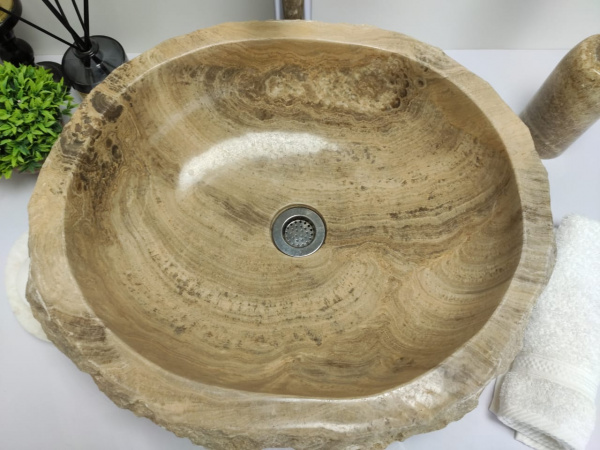 Накладная раковина из оникса Indo Erozy brown EO-00419 фото