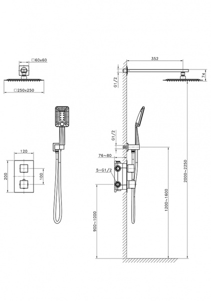 Душевая система скрытого монтажа AltroBagno Aperto 040104 NeOp фото