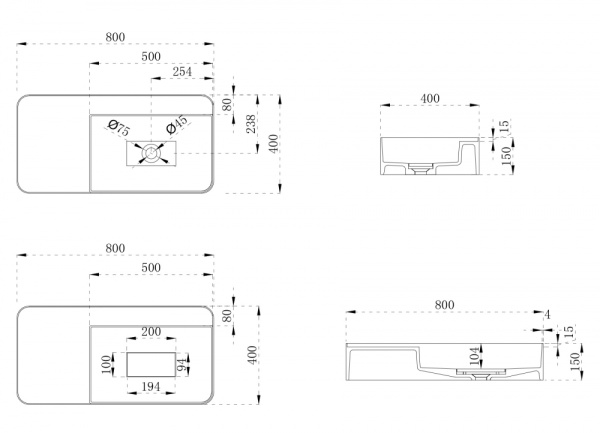 Подвесная раковина Abber Stein AS2627-0.8 80x40 белая матовая фото