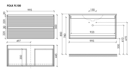 Тумба под раковину Sancos Folk FL100ES Ergraut soft фото
