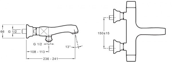 Смеситель для ванны с душем Jacob Delafon Margaux E16219-9-CP фото