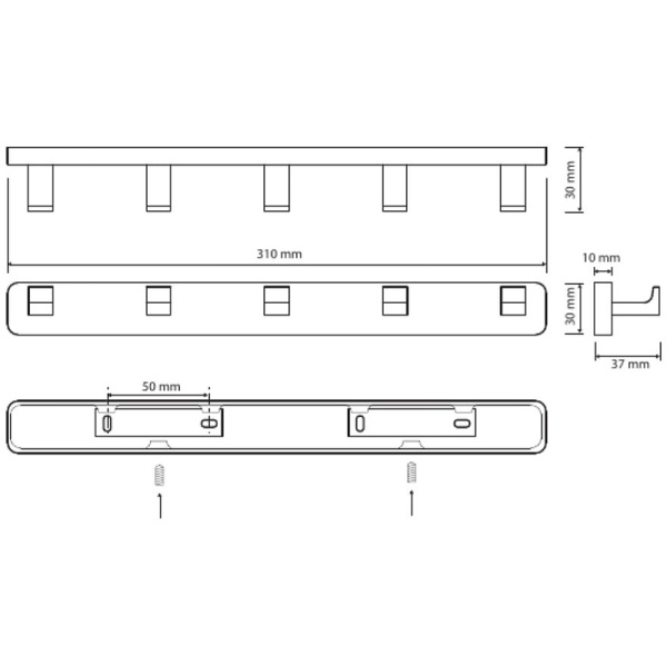 Вешалка для полотенец Bemeta Via 135006252 хром фото