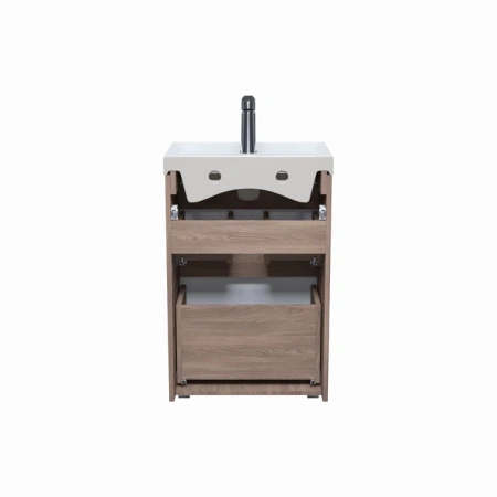 Тумба с раковиной напольная Iddis Zodiac 50 ZOD5ABFi95K белая/под дерево фото