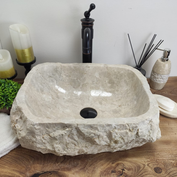 Накладная раковина из мрамора Erozy Cream EM-00839 (47*37*15см) фото