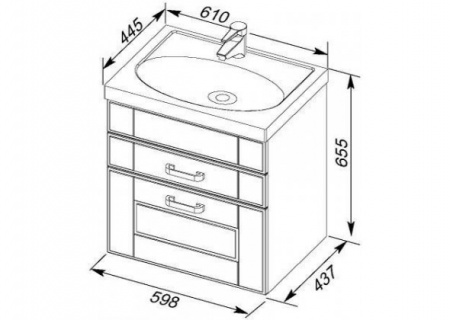Тумба с раковиной Aquanet Рондо 60 00212619 фото