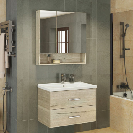 Тумба Comforty Парма-80 дуб дымчатый с раковиной Миранда-80 фото