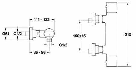 Термостатический смеситель для душа Jacob Delafon Aleo E72352-CP фото