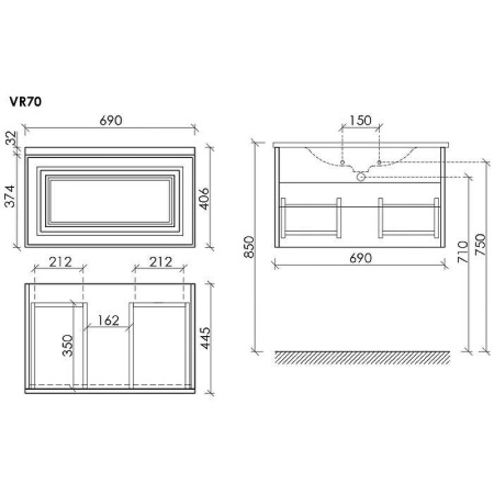 Тумба под раковину Sancos Very VR70CE Beige Soft фото