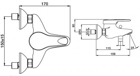 Смеситель для ванны с душем Jacob Delafon Kandel E664RU-CP фото