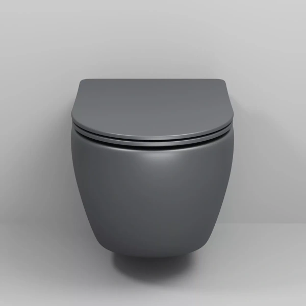 Подвесной унитаз со смывом торнадо Grossman Tornado GR-4457GMSQ с сиденьем, серый матовый фото