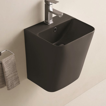 Раковина-моноблок подвесная CeramaLux 500QMB 38x44 черная матовая фото