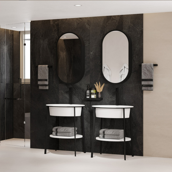 Консоль с керамической раковиной Abber Bequem AC2131MW белая матовая фото