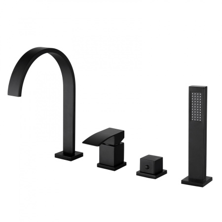 Смеситель на борт ванны Abber Wasserfall AF8613B черный матовый фото