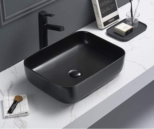 Накладная раковина CeramaLux NC 2105-1МВ 50x39 черная матовая фото