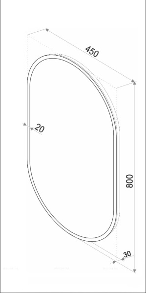 Зеркало SINTESI TITO 45 с LED-подсветкой  450х800 SIN-SPEC-TITO-45 фото