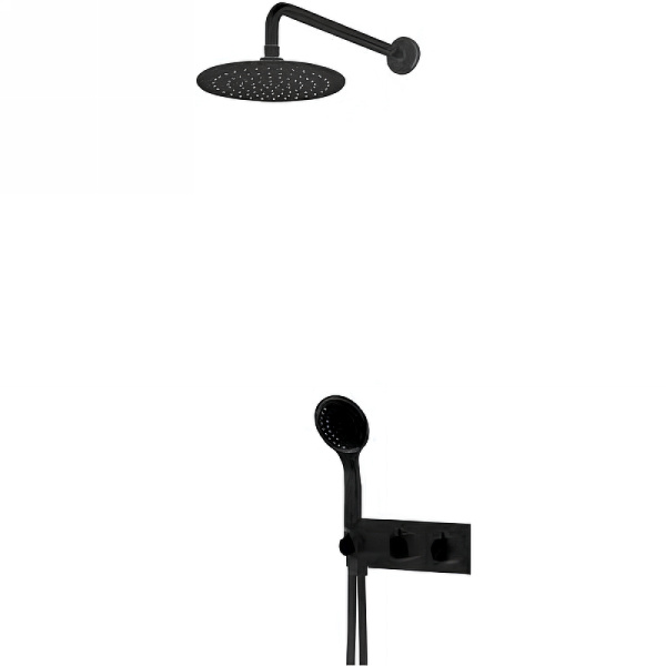 Душевая система скрытого монтажа с термостатом Cezares CZR CZR-B-VDIM-T-NOP черная матовая фото