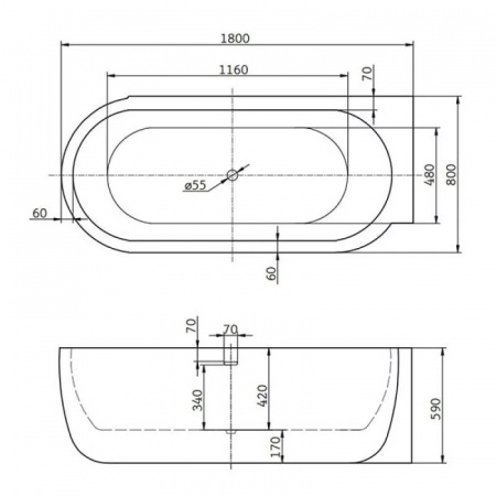 Акриловая ванна BelBagno BB11-1800-R 180х80 фото