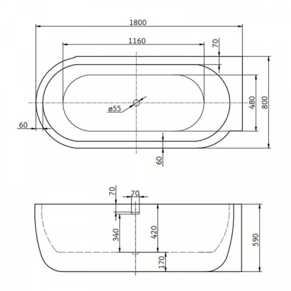 Акриловая ванна BelBagno BB11-1800-R 180х80 фото