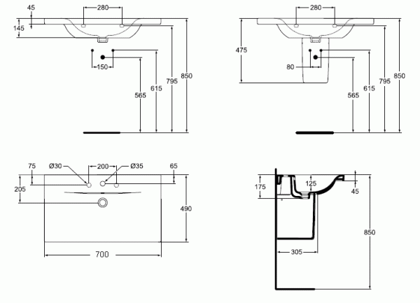 Раковина-столешница Ideal Standard Connect E812801 70 см фото