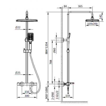 Душевая система (стойка) AltroBagno Lamberto 030418MB фото