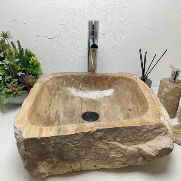 Накладная раковина из окаменелого дерева Fossil Basin OD-01259 (47*43*17) фото