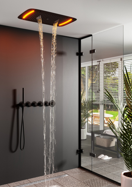 Душевая система встроенная с термостатом Timo Saona SX-2319/03SM черная матовая фото