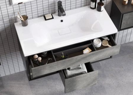 Тумба с раковиной Акватон Уэльс 100 1A267601WA6A0 авеллино грей / антрацит фото