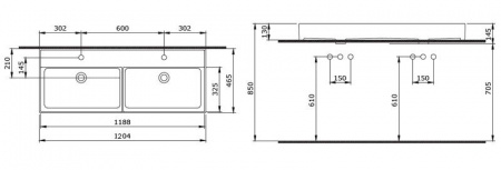 Накладная раковина двойная Bocchi Milano 1393-001-0126 белая фото