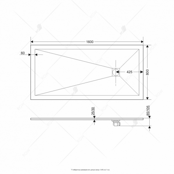 Душевой поддон RGW Stone Tray ST-168G 14152816-02 80x160 фото