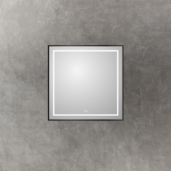 Зеркало с подсветкой, сенсорным выключателем и подогревом BelBagno SPC-KRAFT-900-800-LED-TCH-WARM-NERO 90x80 черное фото