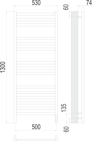 Полотенцесушитель электрический Terminus Енисей П15 500х1300 4670078526274 фото