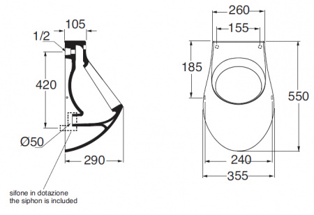 Писсуар Azzurra Nuvola NUV100/OR bi фото