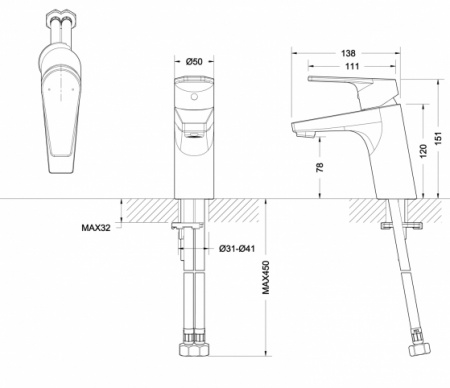 Смеситель для раковины Bravat Line F15299C-1 фото