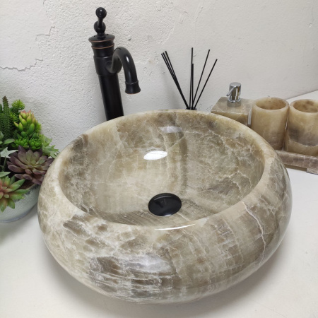 Накладная раковина из оникса Donut Grey Medium DO-01541 (45*45*15) фото