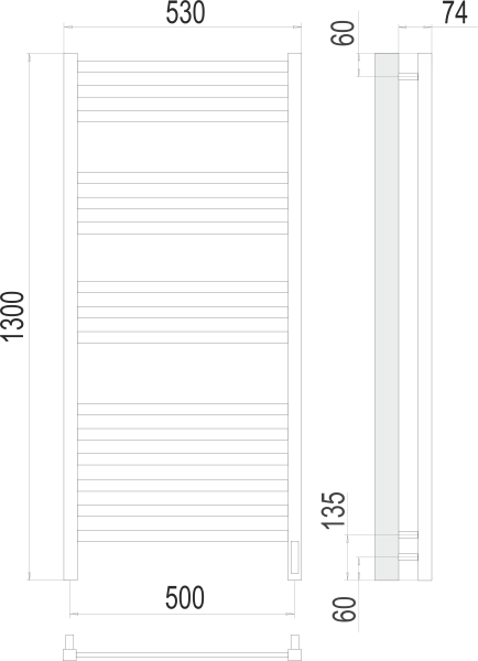 Полотенцесушитель электрический Terminus Ното П15 500х1300 4670078526953 фото