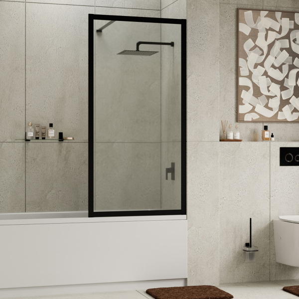 Стеклянная шторка на ванну WasserKRAFT Abens 20W01-80 MB Fixed WasserSchutzz черная фото