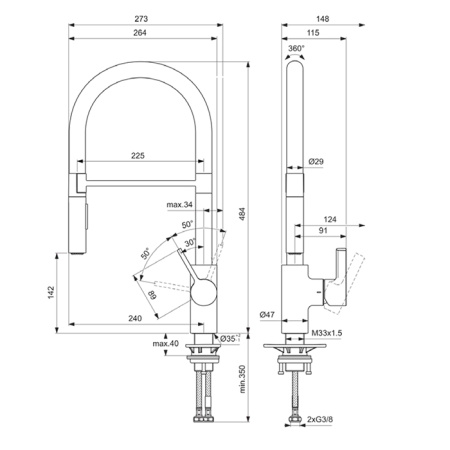 Смеситель для кухни с выдвижным изливом Ideal Standard Gusto BD417AA фото
