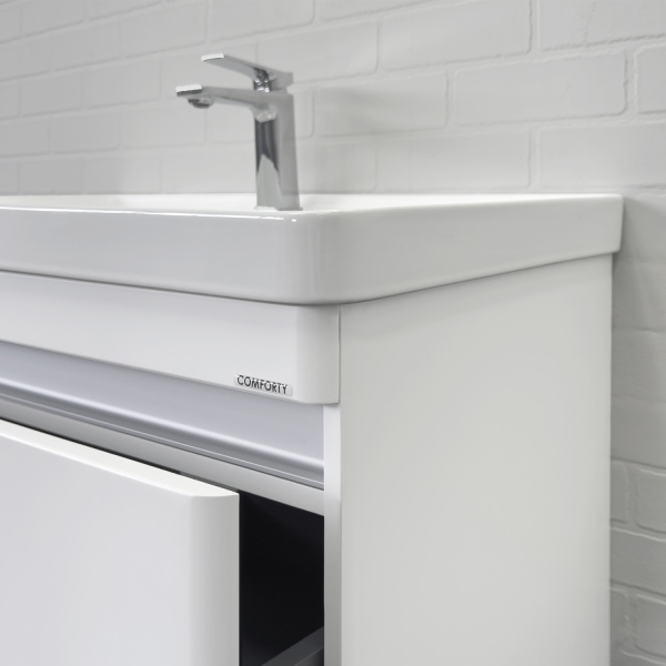 Тумба с раковиной Comforty Валдай 80П2 00-00019071 белая матовая фото