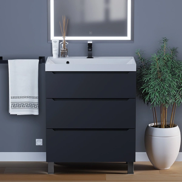 Тумба под раковину напольная Uperwood Tanos 70 291020333 черная матовая фото