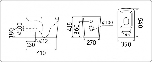 Унитаз приставной CeramaLux NS-3170 с сиденьем soft close фото