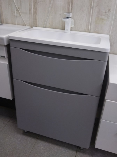 Тумба под раковину Style Line Бергамо мини 60 СС-00002309 серая фото