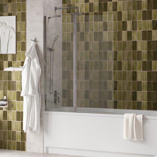Стеклянная шторка на ванну WasserKRAFT Salm 27P02-110 Fixed серебро фото